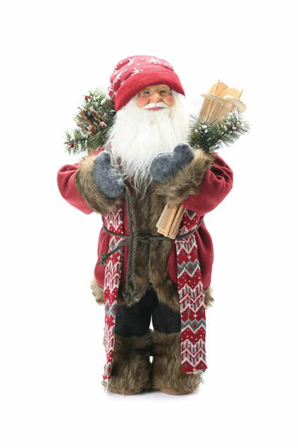 Athome Pavloudakis - Διακοσμητική φιγούρα - Άγιος Βασίλης σε γιορτινές αποχρώσεις με σκί 60 cm
