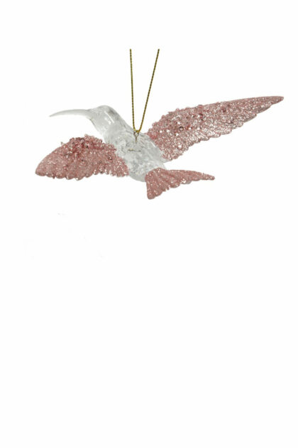 Athome Pavloudakis - Χριστουγεννιάτικο διάφανο συνθετικό στολίδι πουλί 5 cm
