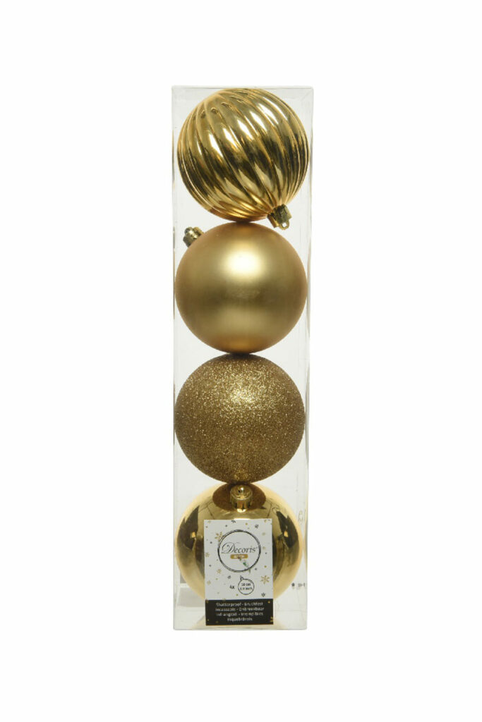 Athome Pavloudakis - Σετ Χριστουγεννιάτικες άθραυστες χρυσές μπάλες 4 τμχ (10 cm)
