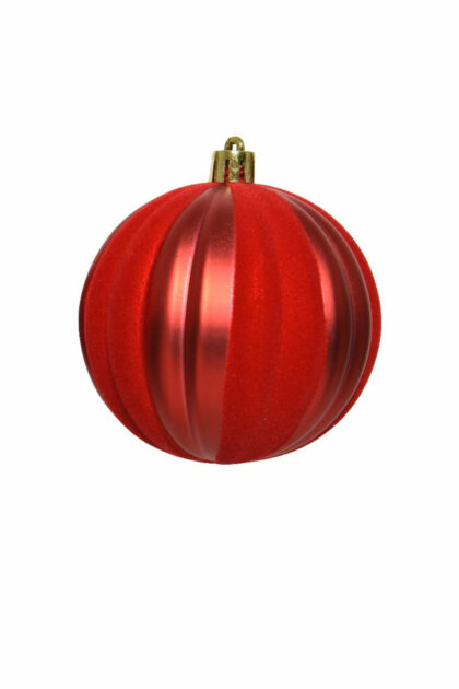 Athome Pavloudakis - Χριστουγεννιάτικη συνθετική κόκκινη μπάλα με βελούδινη υφή 8 cm