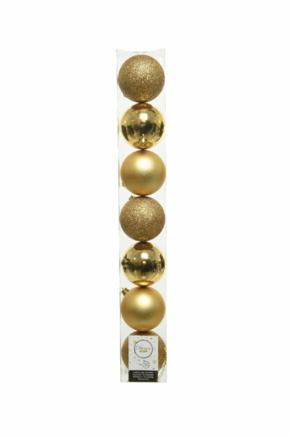 Athome Pavloudakis - Σετ Χριστουγεννιάτικες συνθετικές μπάλες ανοιχτού χρυσού 8 τμχ 8 cm