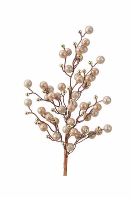 Athome Pavloudakis - Χριστουγεννιάτικο συνθετικό κλαδί με εκρού και μπεζ berries με γκλίτερ 2x20x60 cm