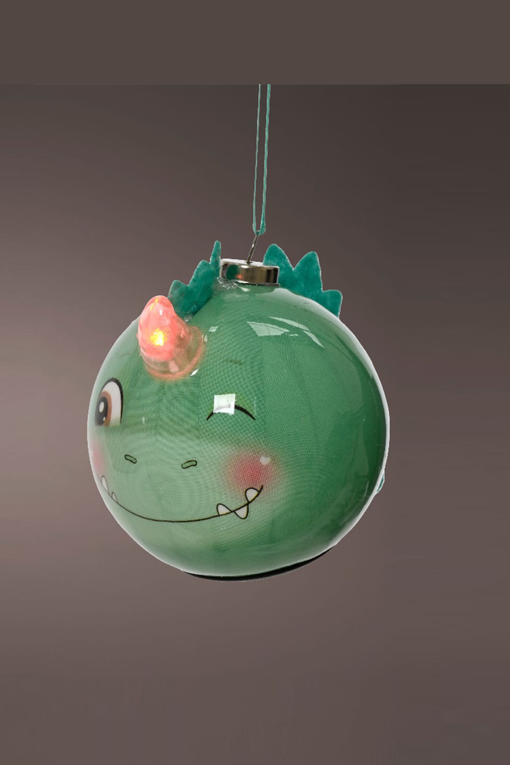 Athome Pavloudakis - Χριστουγεννιάτικη πράσινη φωτεινή παιδική μπάλα δράκος (LED μπαταρίας) (7x6