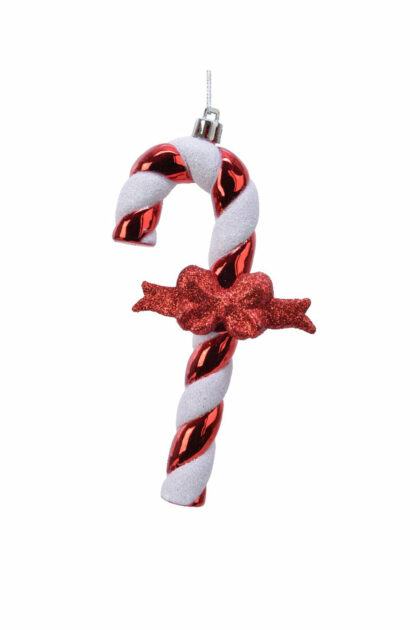 Athome Pavloudakis - Χριστουγεννιάτικο κόκκινο συνθετικό στολίδι μπαστούνι με φιόγκο 13