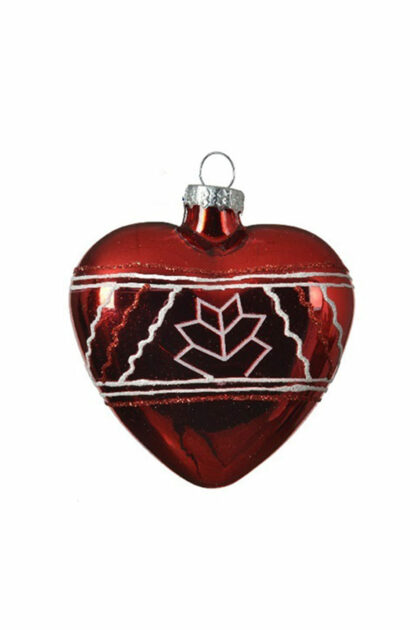 Athome Pavloudakis - Χριστουγεννιάτικο κόκκινο γυάλινο στολίδι καρδιά 8 cm