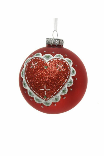 Athome Pavloudakis - Χριστουγεννιάτικη γυάλινη μπάλα κόκκινη ματ 8 cm καρδιά