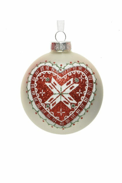 Athome Pavloudakis - Χριστουγεννιάτικη γυάλινη μπάλα λευκή ματ 8 cm καρδιά