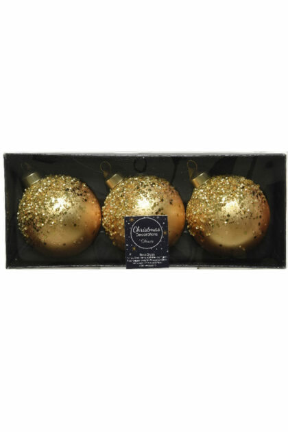 Athome Pavloudakis - Χριστουγεννιάτικη γυάλινη μπάλα χρυσή ματ 8 cm με σχέδια