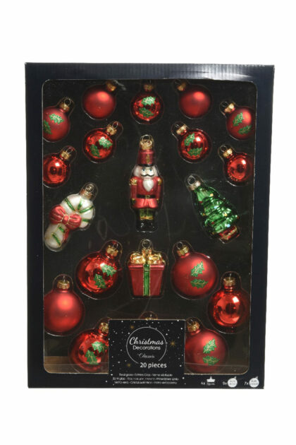 Athome Pavloudakis - Χριστουγεννιάτικα πολύχρωμα γυάλινα στολίδια Σετ 20 τμχ 10