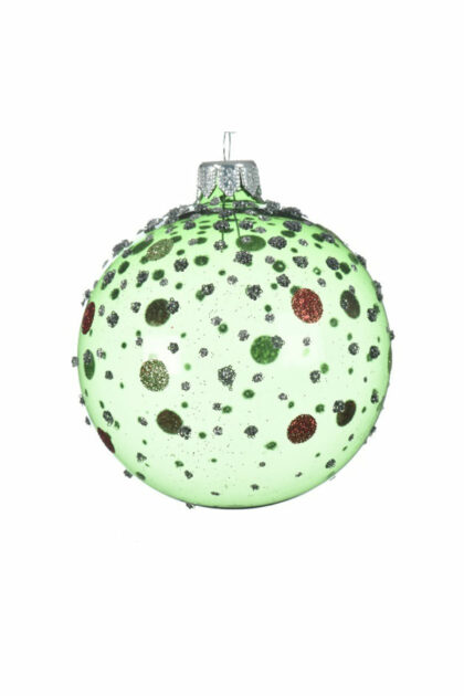 Athome Pavloudakis - Χριστουγεννιάτικη γυάλινη μπάλα πράσινη 8 cm με βούλες