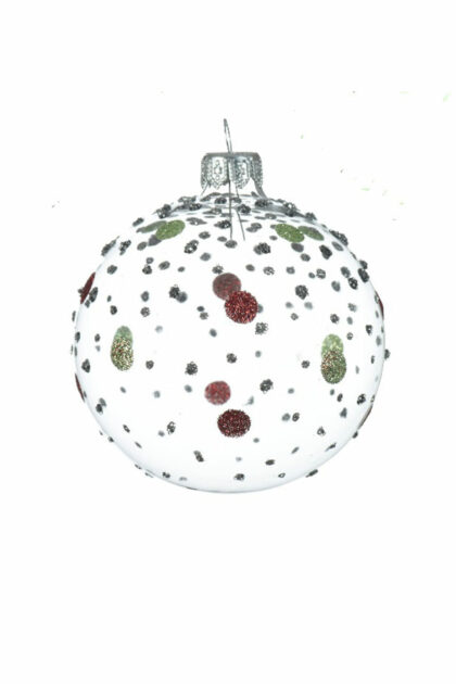 Athome Pavloudakis - Χριστουγεννιάτικη γυάλινη μπάλα διάφανη 8 cm με βούλες