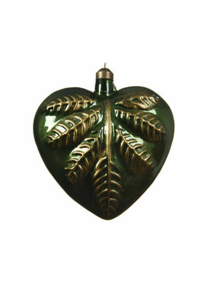 Athome Pavloudakis - Χριστουγεννιάτικο πράσινο χριστουγέννων γυάλινο στολίδι καρδιά 15 cm