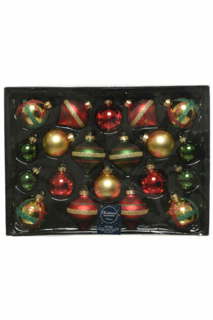 Athome Pavloudakis - Χριστουγεννιάτικες γυάλινες πολύχρωμες μπάλες με σχέδια 4 cm  Σετ 20 τμχ