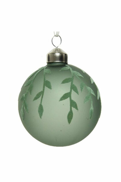 Athome Pavloudakis - Χριστουγεννιάτικη γυάλινη μπάλα πράσινη 8 cm με κλαδάκι