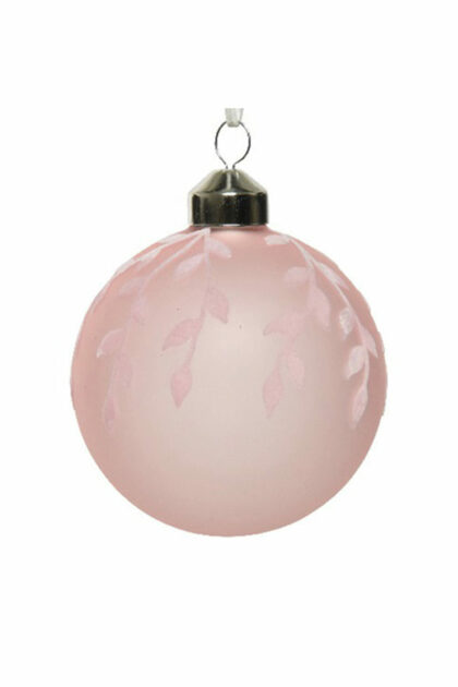 Athome Pavloudakis - Χριστουγεννιάτικη γυάλινη μπάλα ροζ 8 cm με κλαδάκι