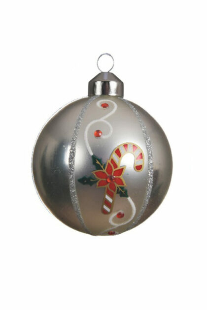 Athome Pavloudakis - Χριστουγεννιάτικη γυάλινη μπάλα ασημί 8 cm με σχέδια