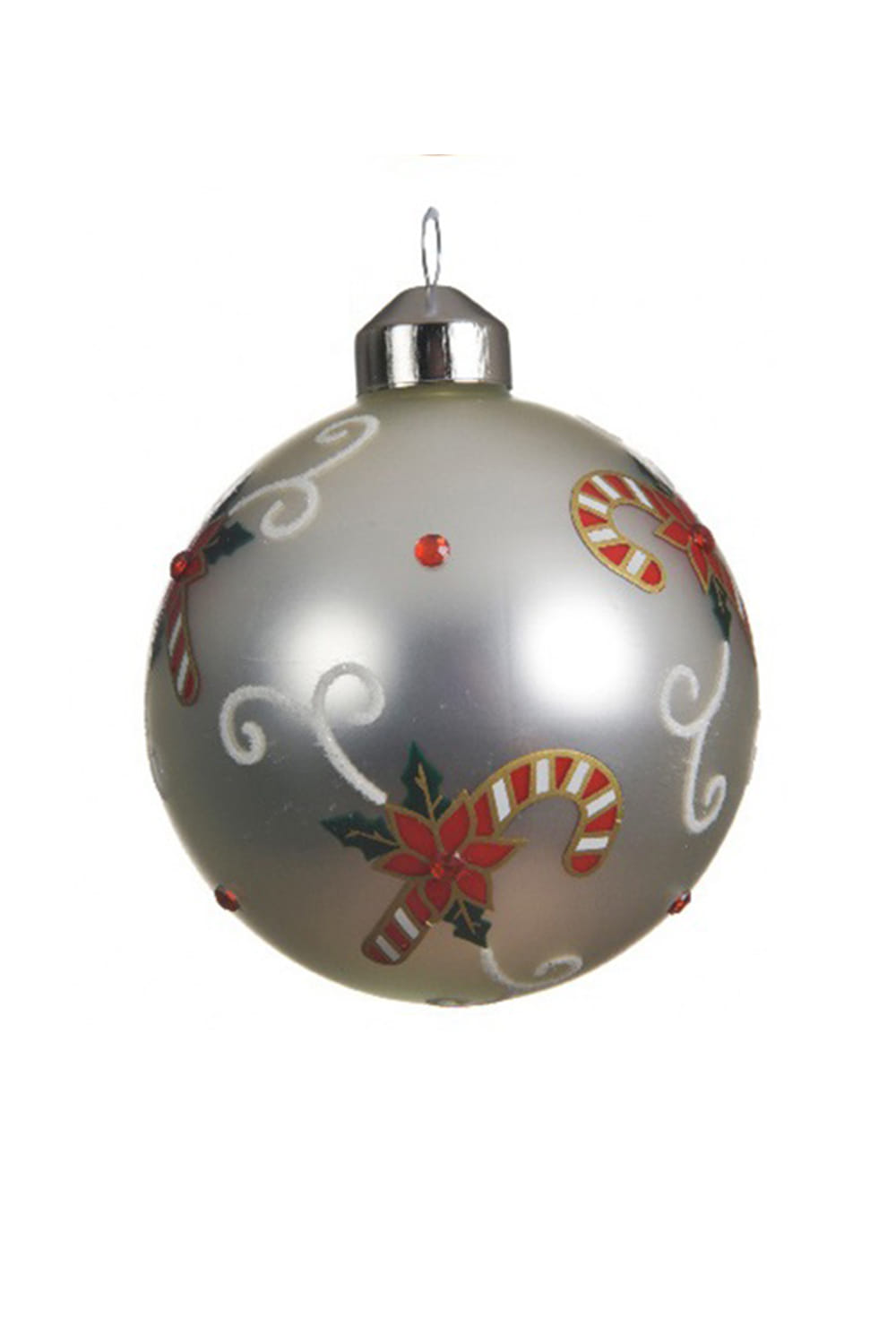 Athome Pavloudakis - Χριστουγεννιάτικη γυάλινη ασημί μπάλα με γλυφιτζούρια (8 cm)