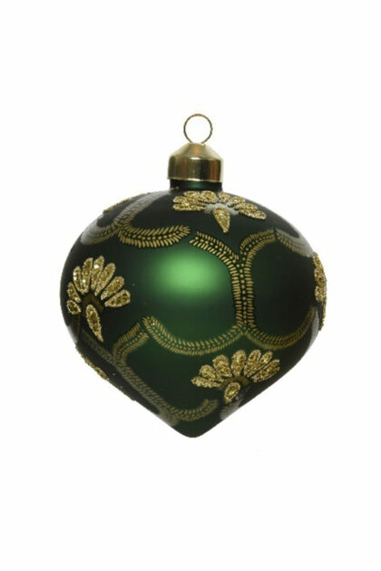 Athome Pavloudakis - Χριστουγεννιάτικο πράσινο χριστουγέννων γυάλινο στολίδι σβούρα 8 cm