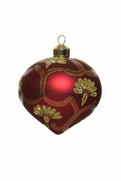Athome Pavloudakis - Χριστουγεννιάτικο κόκκινο γυάλινο στολίδι σβούρα 8 cm