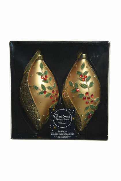 Athome Pavloudakis - Χριστουγεννιάτικο χρυσό γυάλινο στολίδι αδράχτι 12 cm