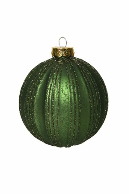 Athome Pavloudakis - Χριστουγεννιάτικη γυάλινη μπάλα πράσινη δάσους 10 cm με σχέδια