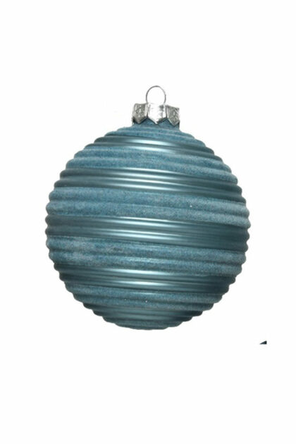 Athome Pavloudakis - Χριστουγεννιάτικη γυάλινη μπάλα απαλό μπλε 10 cm με σχέδια