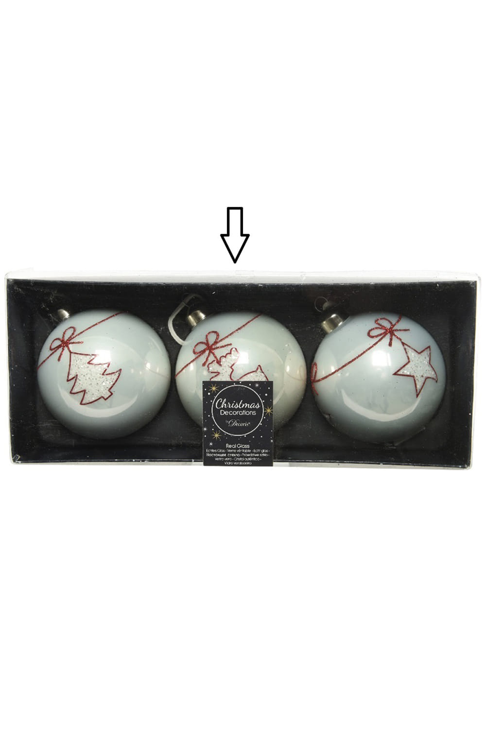 Athome Pavloudakis - Χριστουγεννιάτικη γυάλινη λευκή μπάλα με τάρανδο (8 cm)