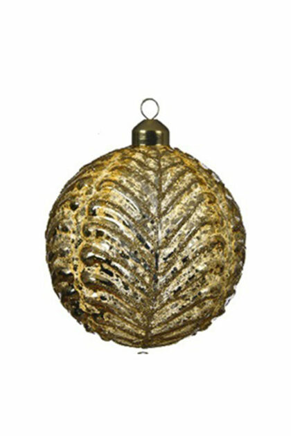 Athome Pavloudakis - Χριστουγεννιάτικη γυάλινη μπάλα χρυσή μπρούτζου 10 cm με σχέδια