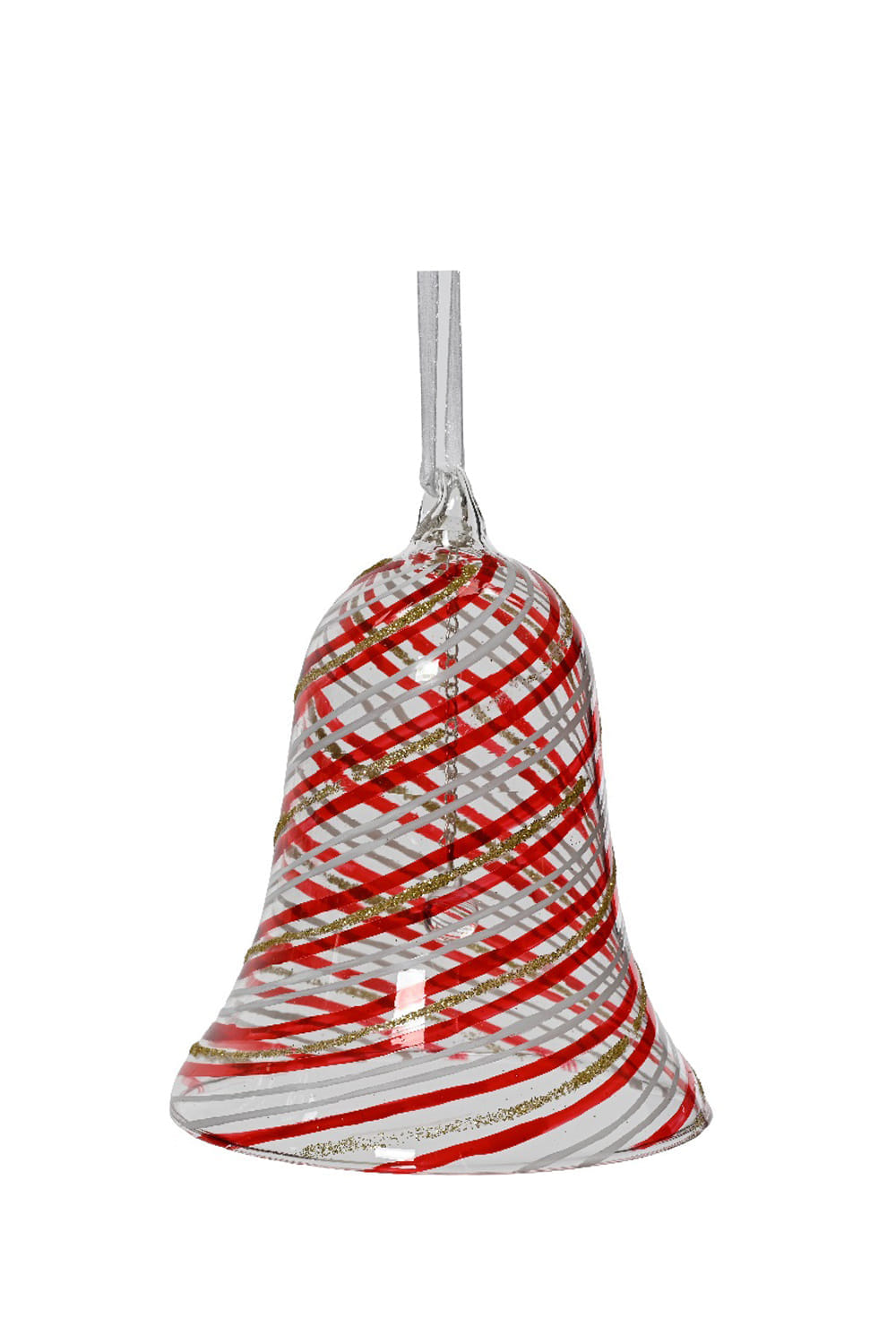 Athome Pavloudakis - Χριστουγεννιάτικη γυάλινη κόκκινη κρεμαστή καμπάνα με γραμμές (9