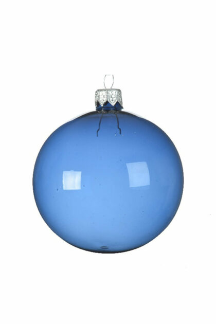 Athome Pavloudakis - Χριστουγεννιάτικη γυάλινη μπάλα μπλε διάφανη 8 cm