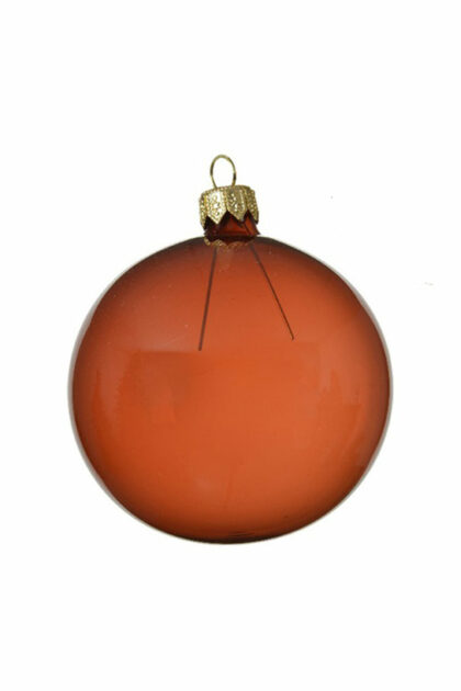 Athome Pavloudakis - Χριστουγεννιάτικη γυάλινη μπάλα ξύλου τριανταφυλλιάς διάφανη 8 cm