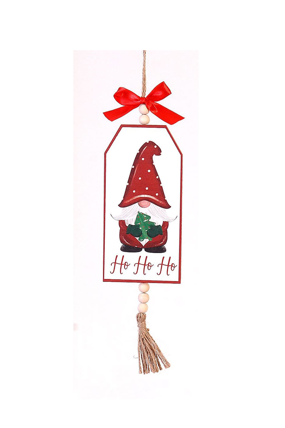 Athome Pavloudakis - Χριστουγεννιάτικη ξύλινη κόκκινη διακοσμητικό ταμπέλα με νάνο (32