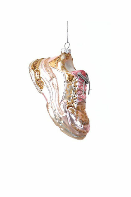 Athome Pavloudakis - Χριστουγεννιάτικο γυάλινο στολίδι ροζ φιγούρα αθλητικού παπουτσιού 6 cm