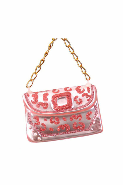 Athome Pavloudakis - Χριστουγεννιάτικο ροζ γυάλινο στολίδι τσάντα 6 cm