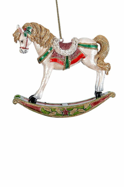 Athome Pavloudakis - Χριστουγεννιάτικο λευκό polyresin στολίδι άλογο  8 cm
