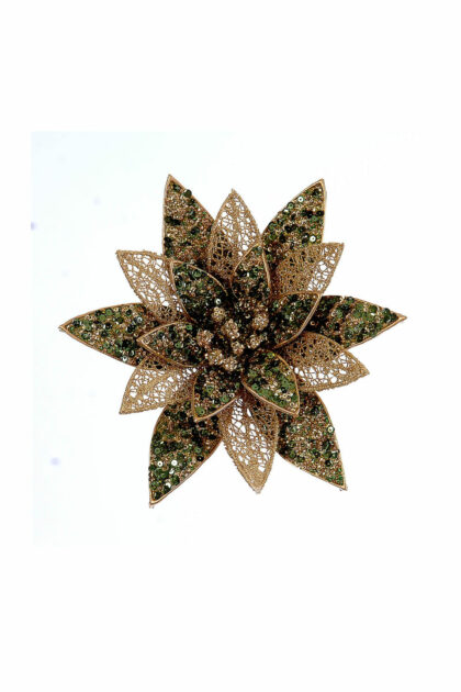 Athome Pavloudakis - Χριστουγεννιάτικο χρυσό μπρούτζου συνθετικό λουλούδι