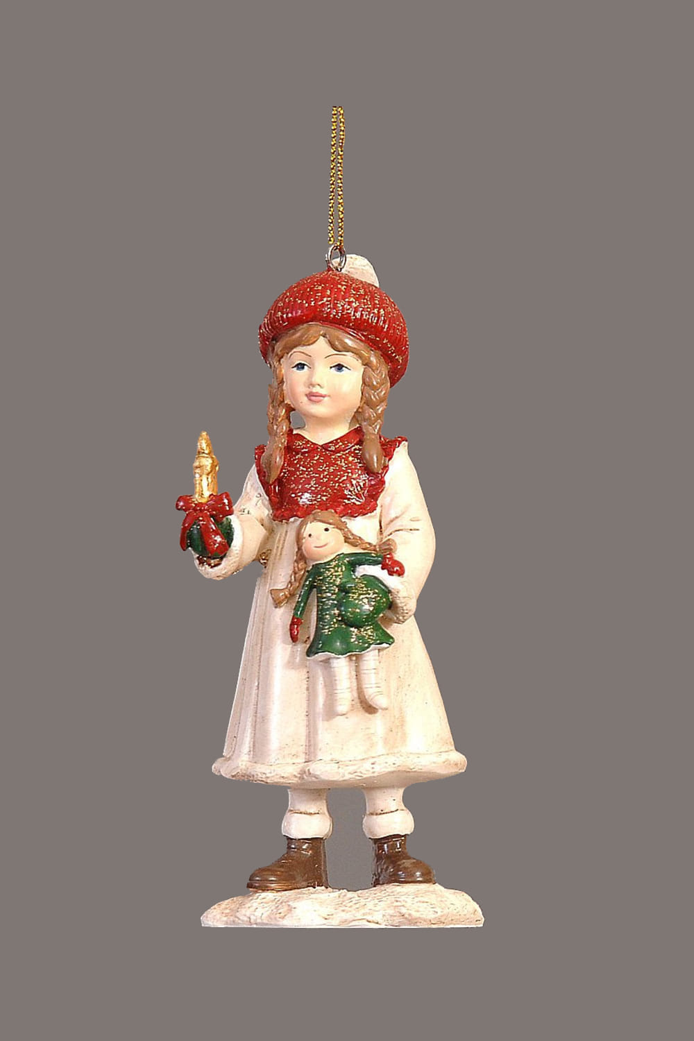 Athome Pavloudakis - Χριστουγεννιάτικο διακοσμητικό κρεμαστό στολίδι κοριτσιού με κερί (12 cm)