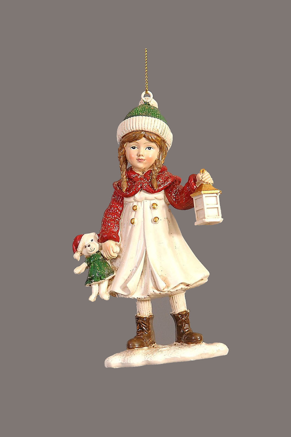 Athome Pavloudakis - Χριστουγεννιάτικο διακοσμητικό κρεμαστό στολίδι κοριτσιού με φανάρι (12 cm)