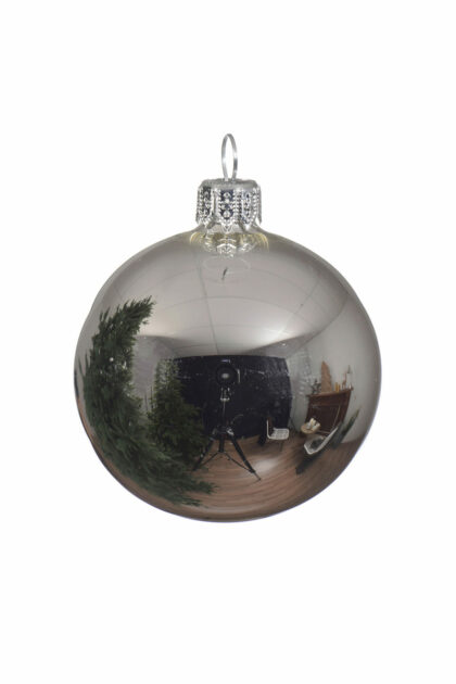Athome Pavloudakis - Χριστουγεννιάτικη γυάλινη μπάλα ασημί γυαλιστερό 8 cm