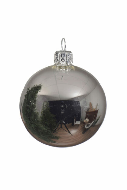 Athome Pavloudakis - Χριστουγεννιάτικη γυάλινη μπάλα ασημί γυαλιστερό 10 cm