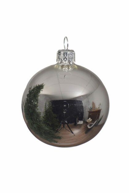 Athome Pavloudakis - Χριστουγεννιάτικη γυάλινη μπάλα ασημί γυαλιστερό 15 cm