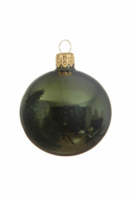 Athome Pavloudakis - Χριστουγεννιάτικη γυάλινη μπάλα λαδί γυαλιστερό 15 cm