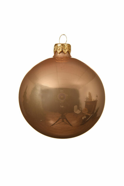 Athome Pavloudakis - Χριστουγεννιάτικη γυάλινη μπάλα μπέζ μεταλλικό 15cm