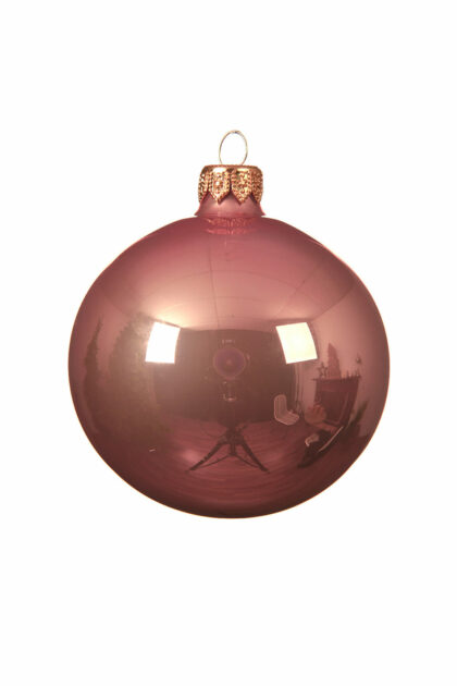 Athome Pavloudakis - Χριστουγεννιάτικη γυάλινη μπάλα ροζ μεταλλικό χρώμα 10 cm