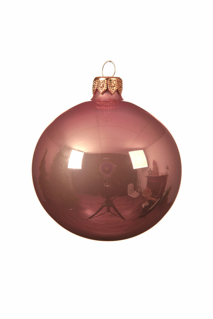 Athome Pavloudakis - Χριστουγεννιάτικη γυάλινη μπάλα σε μεταλλικό ροζ χρώμα (10 cm)
