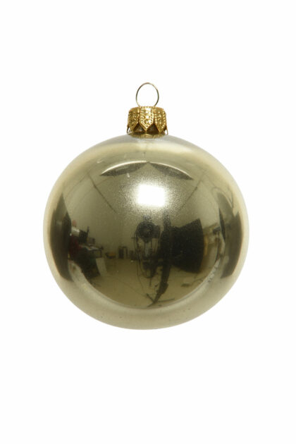 Athome Pavloudakis - Χριστουγεννιάτικη γυάλινη μπάλα σαμπανί γυαλιστερό 10 cm