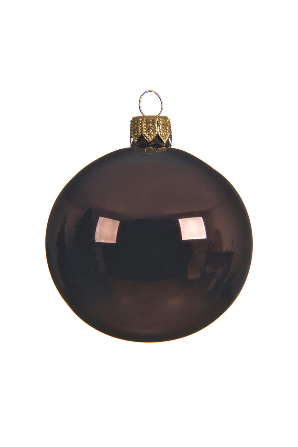 Athome Pavloudakis - Χριστουγεννιάτικη γυάλινη γυαλιστερή καφέ μπάλα (10 cm)
