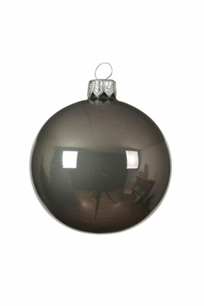 Athome Pavloudakis - Χριστουγεννιάτικη γυάλινη μπάλα με γκρί μεταλλικό χρώμα 10 cm