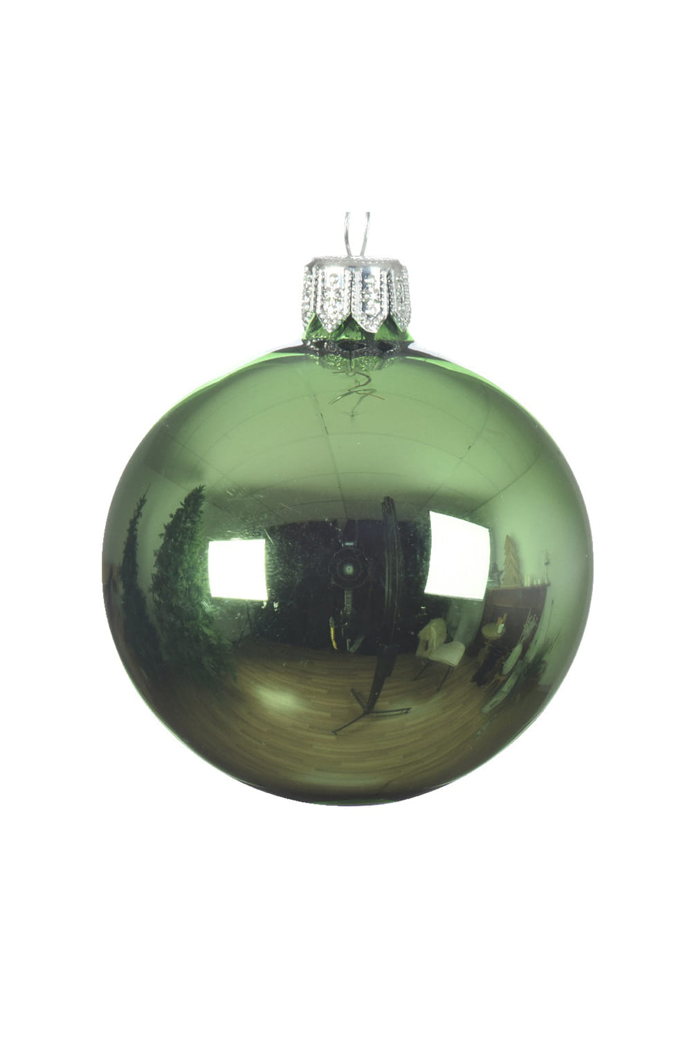 Athome Pavloudakis - Χριστουγεννιάτικη γυάλινη μπάλα σε πράσινο μεταλλικό χρώμα (10 cm)