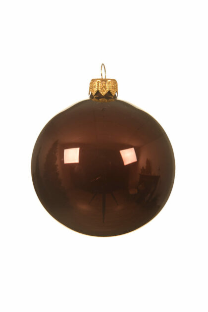 Athome Pavloudakis - Χριστουγεννιάτικη γυάλινη μπάλα κόκκινο ξύλο μεταλλικό 10 cm